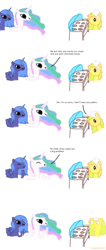 Size: 1241x2919 | Tagged: safe, artist:chrzaszczyrzewoszyce, princess celestia, princess luna, oc, alicorn, pony, comic, detachable horn, dialogue, food, ice cream, modular, ms paint, royal sisters, s1 luna, simple background, wat, white background