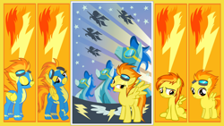 Size: 1920x1080 | Tagged: safe, artist:neodarkwing, derpibooru import, spitfire, filly, wallpaper, wonderbolts