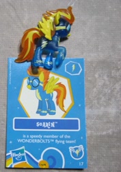 Size: 1928x2720 | Tagged: safe, derpibooru import, soarin', spitfire, blind bag, collector card, error, irl, photo, solo, toy, you had one job