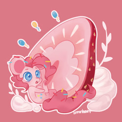 Size: 500x500 | Tagged: safe, artist:lemonheart, pinkie pie, mouse, mousified, pinkie mouse, solo, species swap, sprinkles, strawberry