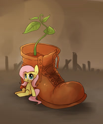 Size: 1000x1200 | Tagged: safe, artist:joycall6, fluttershy, pegasus, pony, plant, solo, wall-e