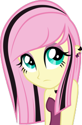 Size: 1591x2412 | Tagged: safe, artist:xebck, fluttershy, equestria girls, alternate hairstyle, alternate universe, clothes, emoshy, eyeshadow, makeup, simple background, solo, transparent background, vector