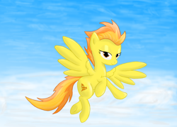 Size: 1024x734 | Tagged: safe, artist:ponyus94, derpibooru import, spitfire, sky, solo