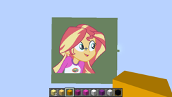 Size: 854x480 | Tagged: safe, artist:marcorois, sunset shimmer, equestria girls, minecraft, minecraft pixel art, pixel art, solo