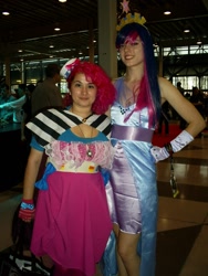 Size: 1200x1600 | Tagged: safe, derpibooru import, pinkie pie, twilight sparkle, human, cosplay, irl, irl human, photo