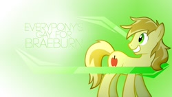 Size: 1920x1080 | Tagged: safe, artist:phantombadger, derpibooru import, braeburn, everypony's gay for braeburn, image macro, solo, wallpaper