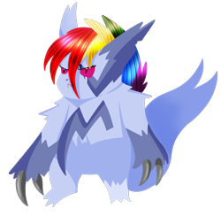 Size: 1200x1169 | Tagged: safe, artist:rainbowtashie, derpibooru import, rainbow dash, crossover, pokémon, ponymon, solo, species swap, zangoose