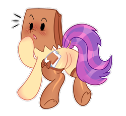 Size: 1300x1200 | Tagged: safe, artist:honeyntoast, oc, oc only, oc:paper bag, pony, adorasexy, blushing, clothes, cute, dock, featureless crotch, looking back, ocbetes, open mouth, paper bag, plot, sexy, simple background, socks, solo, thigh highs, transparent background