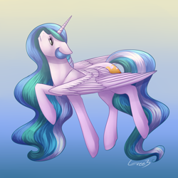 Size: 3000x3000 | Tagged: safe, artist:gree3, princess celestia, alicorn, pony, gradient background, looking up, raised hoof, solo