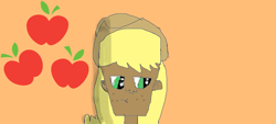 Size: 917x416 | Tagged: safe, artist:bulbaderp, applejack, human, bust, cutie mark, digital art, humanized, solo, stylistic suck, terrible