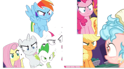 Size: 1195x672 | Tagged: safe, derpibooru import, applejack, cozy glow, fluttershy, pinkie pie, rainbow dash, rarity, spike, twilight sparkle, twilight sparkle (alicorn), oc, oc:acracebest, alicorn, dragon, earth pony, pegasus, pony, unicorn, school raze, error, mane six, oops, watermark