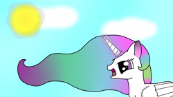 Size: 1920x1080 | Tagged: safe, artist:phenioxflame, princess celestia, alicorn, pony, happy, raising the sun, solo, sun