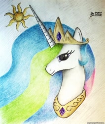 Size: 1955x2296 | Tagged: safe, artist:ponystarpony, princess celestia, alicorn, pony, bust, portrait, solo, traditional art