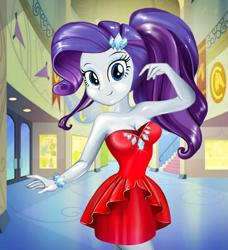 Size: 478x524 | Tagged: safe, artist:kimpossiblelove, rarity, equestria girls, alternate hairstyle, breasts, canterlot high, clothes, dress, female, fynsy, raritits, solo