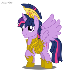 Size: 1600x1770 | Tagged: safe, artist:asika-aida, derpibooru import, dusk shine, prince dusk, twilight sparkle, twilight sparkle (alicorn), alicorn, armor, double rainboom puppet, rule 63, solo