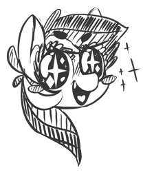 Size: 705x849 | Tagged: safe, artist:xieril, derpibooru import, rainbow dash, pegasus, pony, black and white, cute, female, grayscale, head only, mare, monochrome, simple background, solo, transparent background, wingding eyes