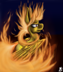 Size: 709x805 | Tagged: safe, artist:fastballncs, derpibooru import, spitfire, pegasus, pony, female, mare, two toned mane, wings, yellow coat