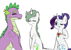 Size: 1024x718 | Tagged: safe, artist:rainbowsmarts, rarity, spike, dracony, dragon, hybrid, pony, unicorn, alternate hairstyle, fire ruby, hair bun, interspecies offspring, male, offspring, older, older spike, parent:rarity, parent:spike, parents:sparity, shipping, simple background, sparity, straight, transparent background