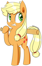 Size: 991x1528 | Tagged: safe, artist:notenoughapples, applejack, earth pony, pony, baseball bat, simple background, solo, straw, transparent background