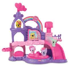 Size: 800x759 | Tagged: safe, applejack, bumblesweet, minty, pinkie pie, starsong, oc, earth pony, pony, castle, cute, playskool, playskool friends, toy