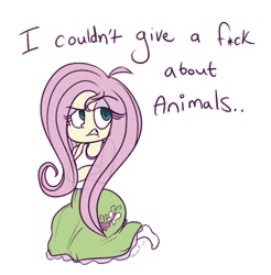 Size: 673x683 | Tagged: safe, artist:wubcakeva, fluttershy, equestria girls, clothes, discorded, flutterbitch, heresy, skirt, solo, tanktop, vulgar