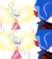 Size: 5000x5619 | Tagged: safe, artist:orin331, princess celestia, princess luna, equestria girls, friendship games, absurd resolution, alternate universe, clothes, daydream-ified, dress, evil luna, midnight-ified, royal sisters, sleeveless, strapless, younger