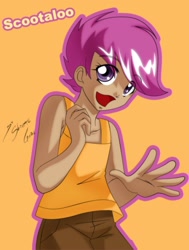 Size: 2472x3264 | Tagged: safe, artist:shinta-girl, scootaloo, clothes, female, high res, humanized, looking at you, solo