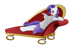 Size: 1240x877 | Tagged: safe, artist:alixnight, rarity, anthro, clothes, fainting couch, newspaper, simple background, solo, white background