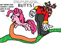 Size: 640x480 | Tagged: safe, artist:captainchomp, pinkie pie, earth pony, human, pony, ass, butt, crossover, doctor eggman, female, licking, mare, sonic colors, sonic the hedgehog (series), tongue out