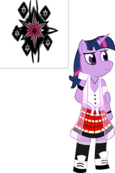 Size: 991x1492 | Tagged: safe, artist:jewelsfriend, artist:trinity-comettrail, derpibooru import, twilight sparkle, pony, bipedal, clothes, crossover, final fantasy, final fantasy xiii, serah farron, solo