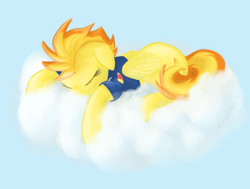 Size: 1552x1176 | Tagged: safe, artist:randomdash, derpibooru import, spitfire, clothes, cloud, sleeping, solo, uniform