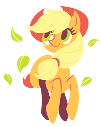 Size: 500x625 | Tagged: safe, artist:yousukou, applejack, earth pony, pony, blonde mane, female, mare, orange coat, running of the leaves, solo