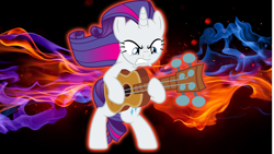 Size: 1920x1080 | Tagged: safe, artist:dashiesparkle, artist:xaviertruth51, edit, rarity, pony, unicorn, female, guitar, guitarity, mare, solo, vector, wallpaper, wallpaper edit