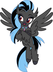 Size: 1024x1385 | Tagged: safe, derpibooru import, edit, king sombra, silverstream, hippogriff, pony, unicorn, flying, palette swap, possessed, recolor, red eyes, simple background, spread wings, transparent background, vector, vector edit, wings