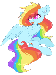 Size: 2000x2700 | Tagged: safe, artist:etoz, derpibooru import, rainbow dash, pegasus, pony, eyebrows, female, flying, long hair, looking at something, mare, simple background, sitting, smiling, solo, tongue out, transparent background, wingding eyes, wings