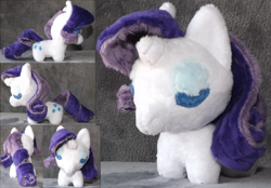 Size: 1940x1351 | Tagged: safe, artist:salty-bacon, rarity, pony, unicorn, chibi, eyes closed, female, irl, mare, photo, plushie, solo