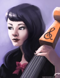 Size: 638x825 | Tagged: safe, artist:majoh, octavia melody, human, cello, clothes, female, humanized, musical instrument, solo