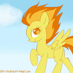 Size: 875x875 | Tagged: safe, artist:inkie-heart, derpibooru import, spitfire, pegasus, pony, 30 minute art challenge, female, mare, two toned mane, wings, yellow coat