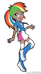 Size: 618x1100 | Tagged: safe, artist:lindsay cibos, color edit, derpibooru import, edit, edited edit, rainbow dash, human, equestria girls, colored, dark skin, human coloration, humanized