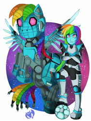 Size: 2700x3600 | Tagged: safe, artist:kenisu-of-dragons, derpibooru import, rainbow dash, pony, robot, robot pony, equestria girls, female, voltron legendary defender