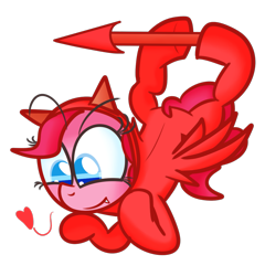 Size: 1027x1071 | Tagged: safe, artist:mr-degration, pinkie pie, earth pony, pony, clothes, costume, devil, heart, outfit, simple background, solo, spear, transparent background, wings