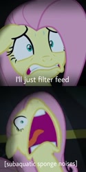 Size: 1024x2048 | Tagged: safe, screencap, fluttershy, pegasus, pony, scare master, descriptive noise, faic, flutterface, flutterscream, i had an accident, meme, reference, solo, spongebob squarepants