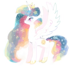 Size: 602x618 | Tagged: safe, artist:twico, princess celestia, alicorn, pony, alternate hairstyle, simple background, solo, spread wings, white background