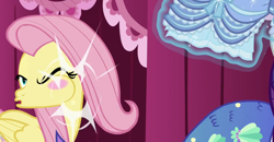 Size: 1024x531 | Tagged: safe, screencap, fluttershy, rarity, mermaid, scare master, :o, faic, fish slap, mermarity, slap, wink