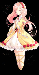 Size: 826x1560 | Tagged: safe, artist:siam, fluttershy, human, clothes, dress, eyes closed, humanized, solo