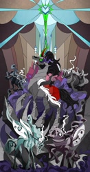 Size: 1600x3044 | Tagged: safe, artist:kanochka, derpibooru import, idw, ira, king sombra, rabia, pony, umbrum, unicorn, siege of the crystal empire, spoiler:comic, spoiler:comic35, spoiler:comic36, spoiler:comic37, cloak, clothes, crystal castle, female, king, male, mare, obtrusive watermark, stallion, watermark