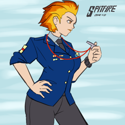 Size: 800x800 | Tagged: safe, artist:moronsonofboron, derpibooru import, spitfire, advance wars, humanized, style emulation