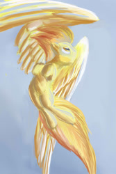 Size: 2000x3000 | Tagged: safe, artist:viwrastupr, derpibooru import, spitfire, pegasus, pony, female, mare, solo, two toned mane, wings, yellow coat