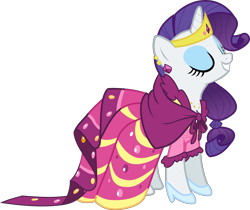 Size: 7545x6341 | Tagged: safe, artist:atomicmillennial, rarity, pony, unicorn, the best night ever, absurd resolution, clothes, dress, female, gala dress, glass slipper (footwear), high heels, jewelry, shoes, simple background, solo, tiara, transparent background, vector, vector trace