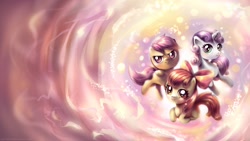 Size: 1920x1080 | Tagged: safe, artist:reirobin, derpibooru import, apple bloom, scootaloo, sweetie belle, cutie mark crusaders, wallpaper